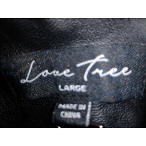 Women's Large Leather waist cropped biker jacket. multi zippered Love Tree. - Picture 2 of 5